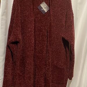Ava & Viv Deep Red Knit Cardigan